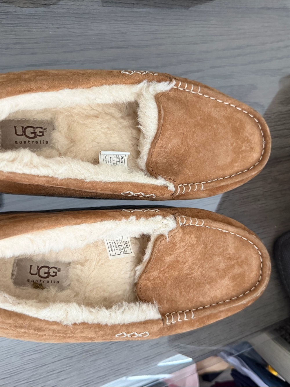 UGG Chestnut Brown Shearling-Lined Moccasin Slippers